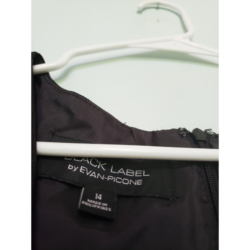Black Label Evan Picone Women 14 Dress Black Red Colorblock V Neck Career Office - Picture 5 of 6